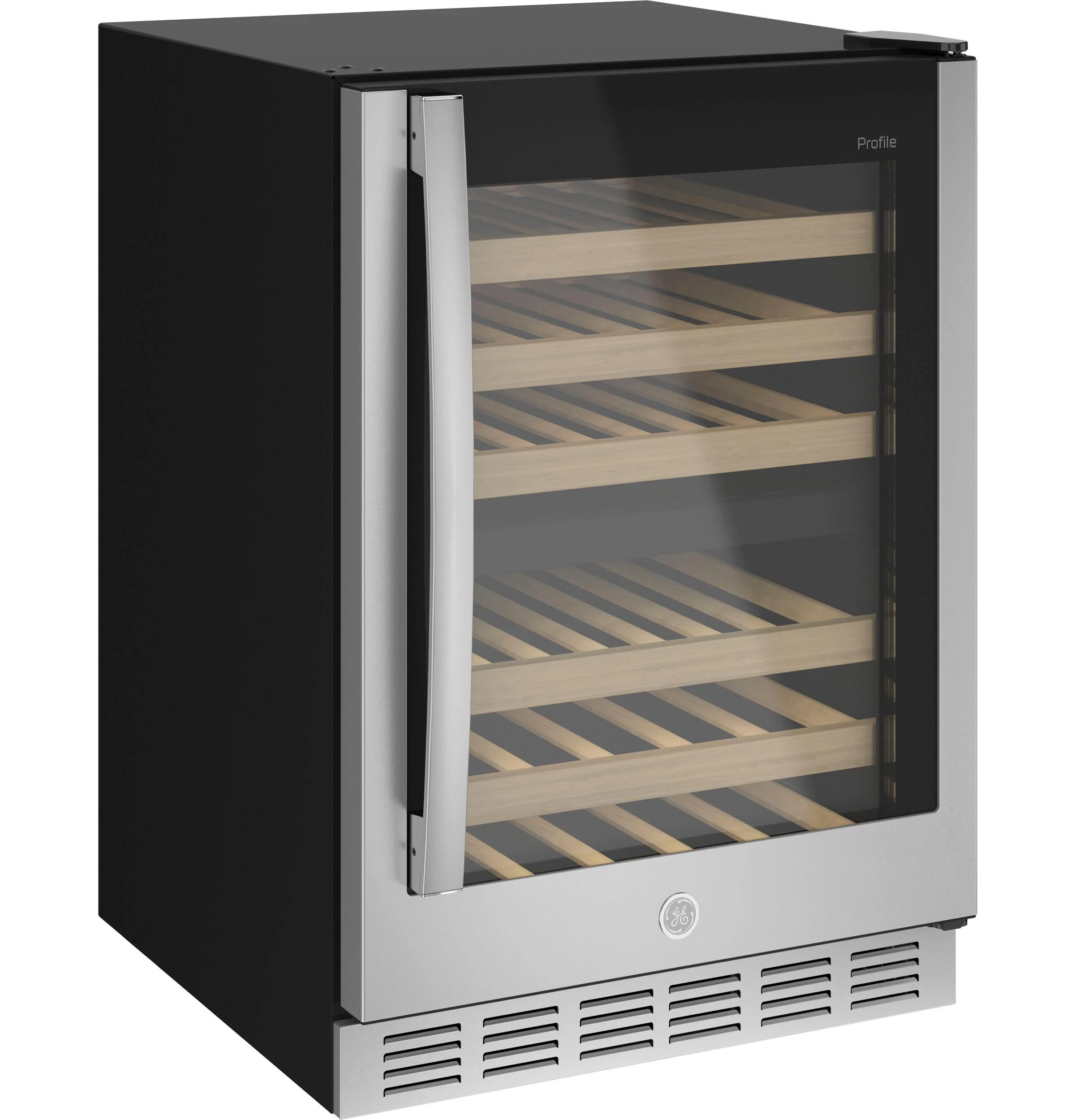 24 Inch Dual Zone Wine Cooler with 44 Bottle Capacity, 6 Sliding Wine Racks, Recessed LED Lighting,