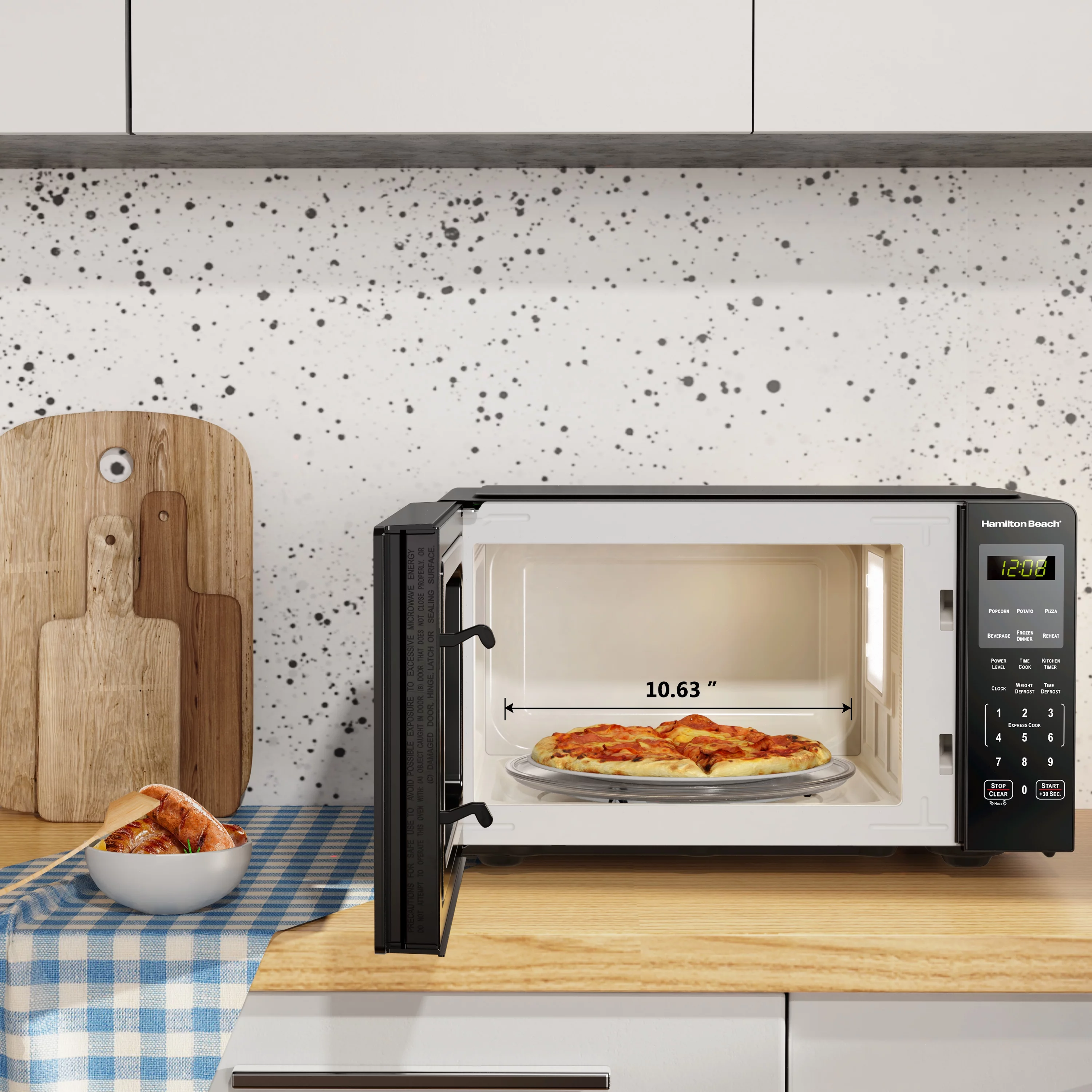 Hamilton Beach 0.9 Cu ft Countertop Microwave Oven, Stainless Steel, New