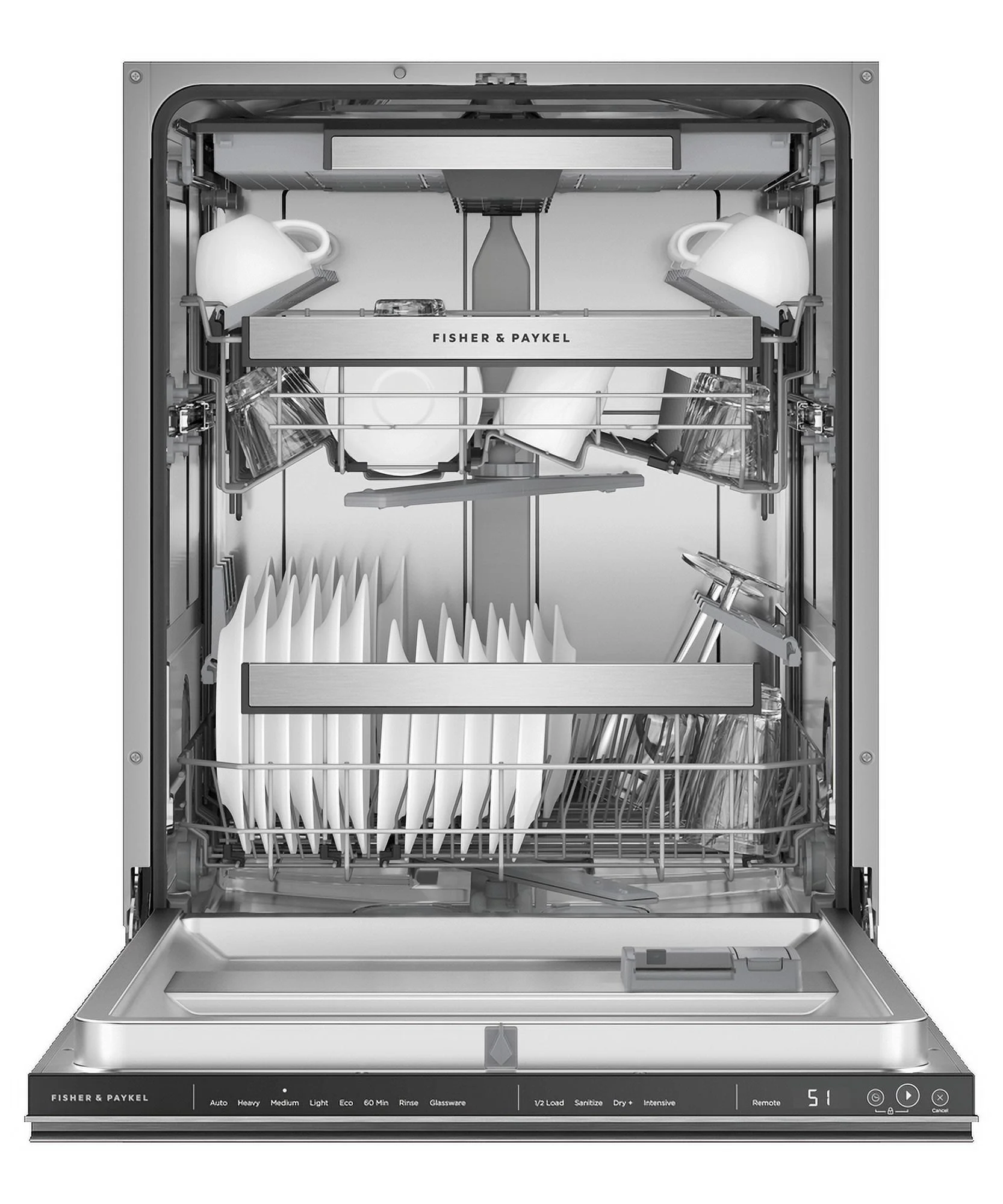Fisher Paykel Dishwasher Integrated, Tall, Panel Ready, 8 Wash Cycles, 15 Place Settings, 3 Racks DW24UNT4X2