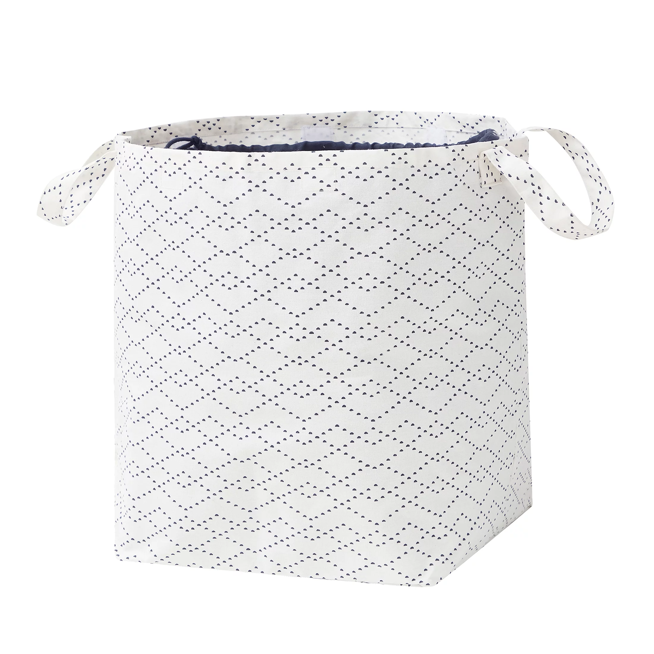 (2 pack) Better Homes & Gardens White/Black Lattice Drawstring Laundry Tote, 16