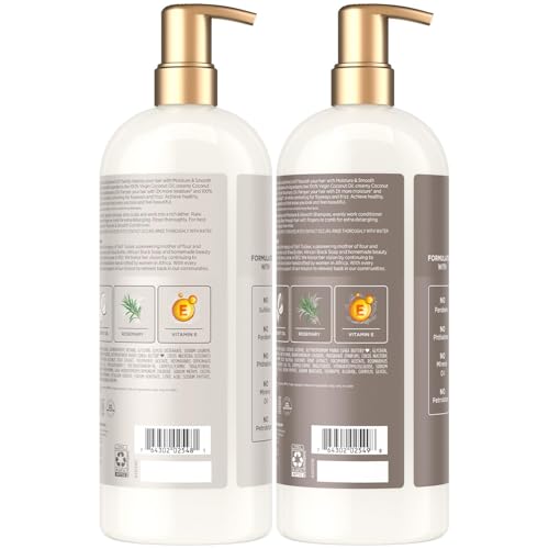 SheaMoisture Shampoo & Conditioner, Moisture & Smooth for Wavy, Curly Hair Strengthening & Frizz Control, 34 Oz Ea