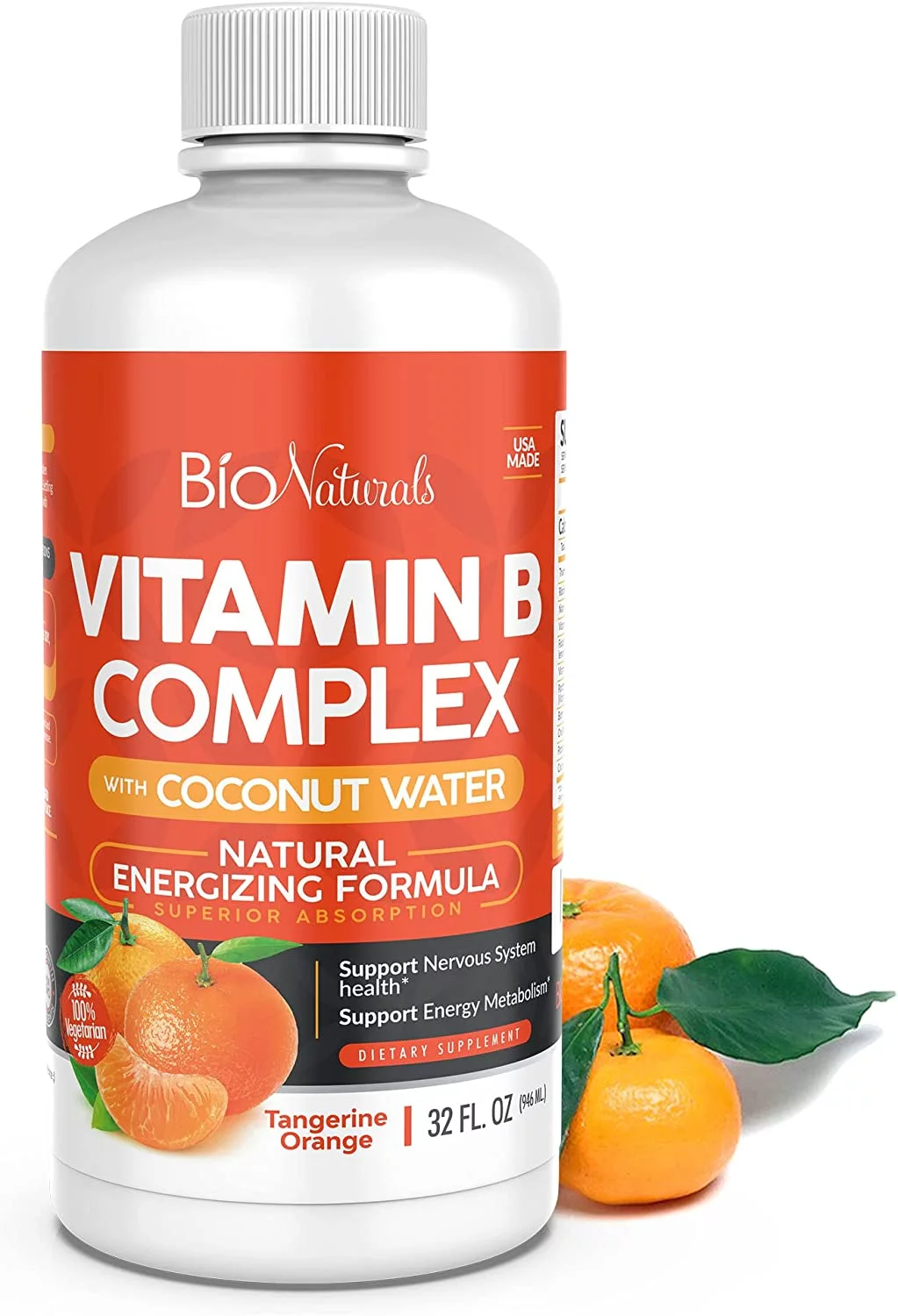 Bio Naturals Vitamin B Complex Liquid Supplement - 100% Natural Energy Boost with Vitamins B1 B2 B3 B5 B6 B12 & Organic Coconut Water for Stress, Mental Focus & Healthy Immune System -