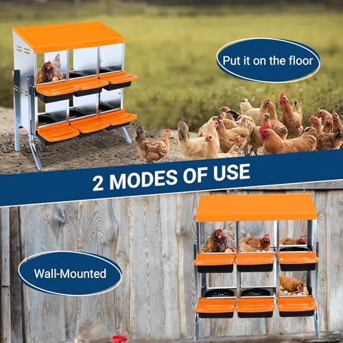 Chicken Nesting Box, 10 Hole 2 Layer Hen Nest Box with Legs, Roll Away Eggs Laying Boxes,Cleanable Pull Out Hen Roosting Boxes