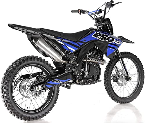HHH Apollo AGB 36 Adult 5 Speed Dirtbike Pitbike Gas DB36 250cc Dirt Bike 5 Speed Manual Clutch (Blue)