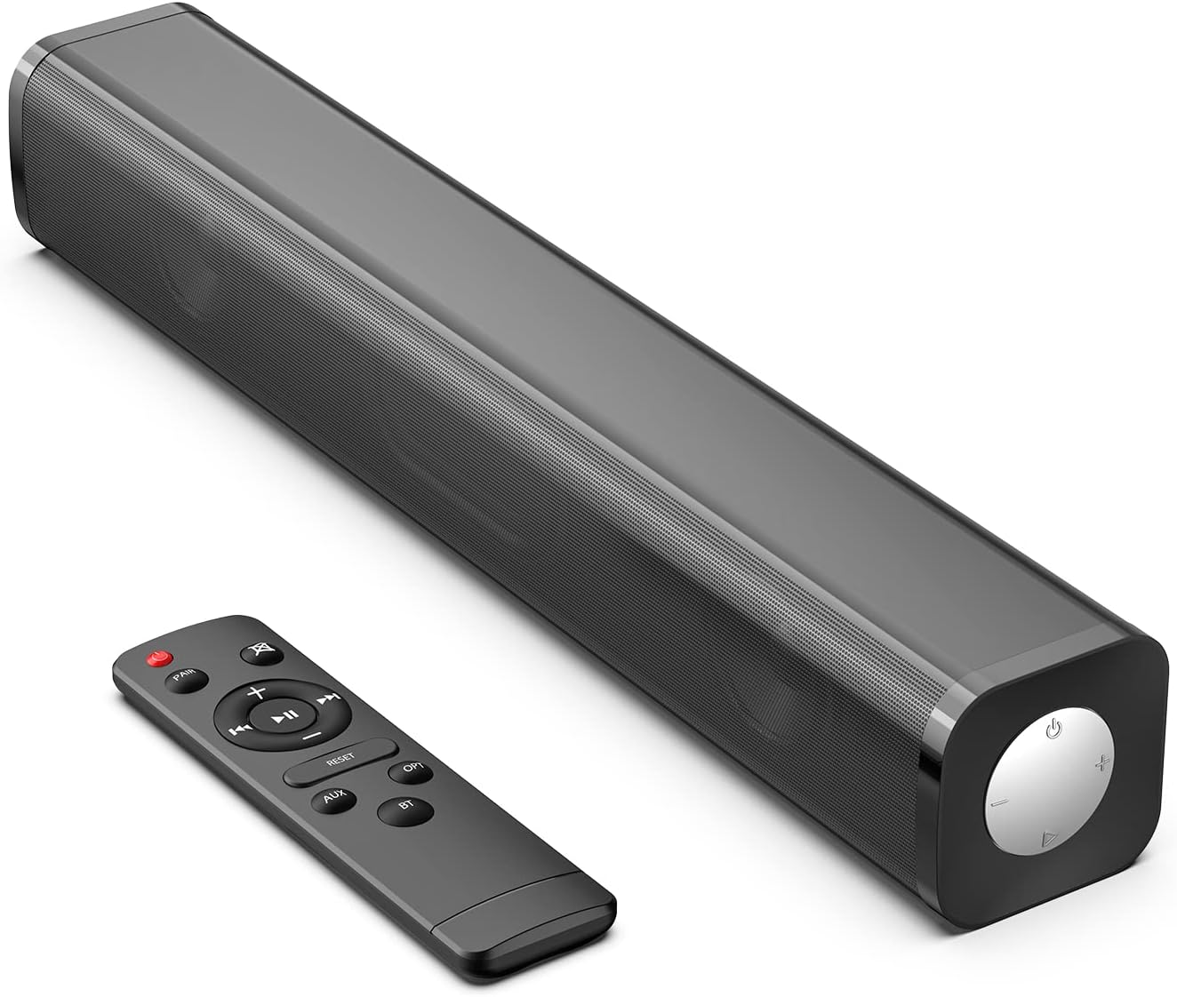 Mini Sound Bar with Remote Control, 15-Inch Wireless Speakers for TV, Optical/AUX Connection, Small Bluetooth 5.0 Soundbar for TV, Projectors, PC