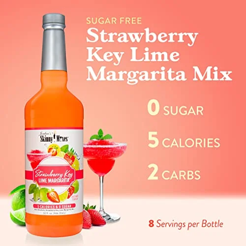 Jordan's Skinny Mixes Sugar Free Strawberry Key Lime Margarita Mix, Flavored Cocktail Mixer for Drinks, Marg Drink Flavoring for Cocktails & Mocktails, Low Calorie, Keto Friendly, 32 Fl Oz, 1 Pack