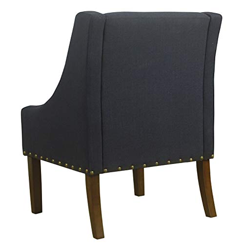 HomePop Velvet Swoop Arm Accent Chair, Suri Blue