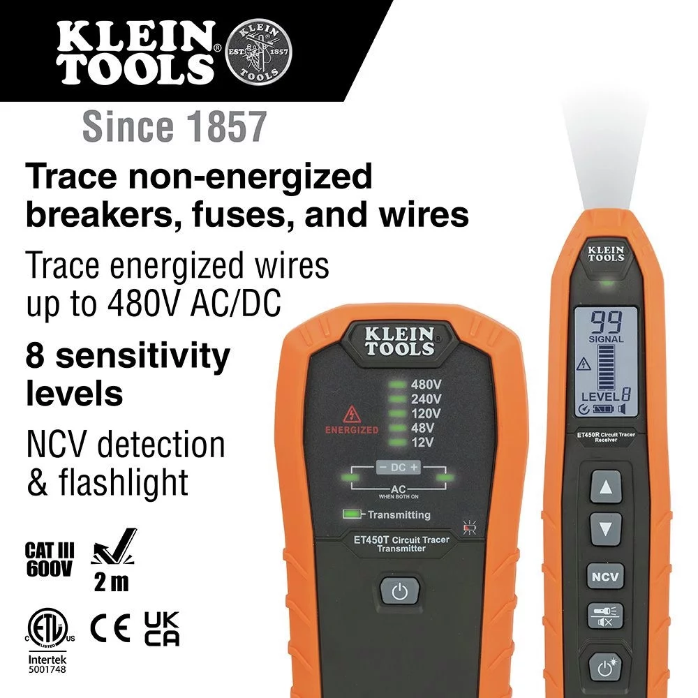 Klein Tools ET450 20-Piece Cordless Advanced Circuit Tracer Kit with (10) AA Batteries