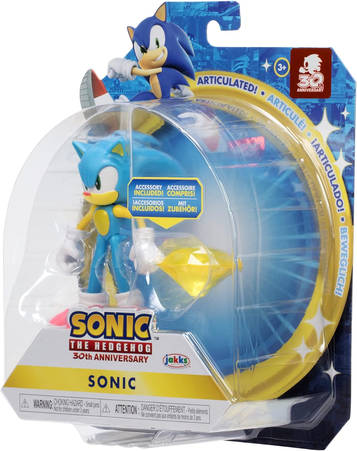 Sonic The Hedgehog 4-Inch Action Figure Modern Sonic with Yellow Chaos Emerald Collectible Toy