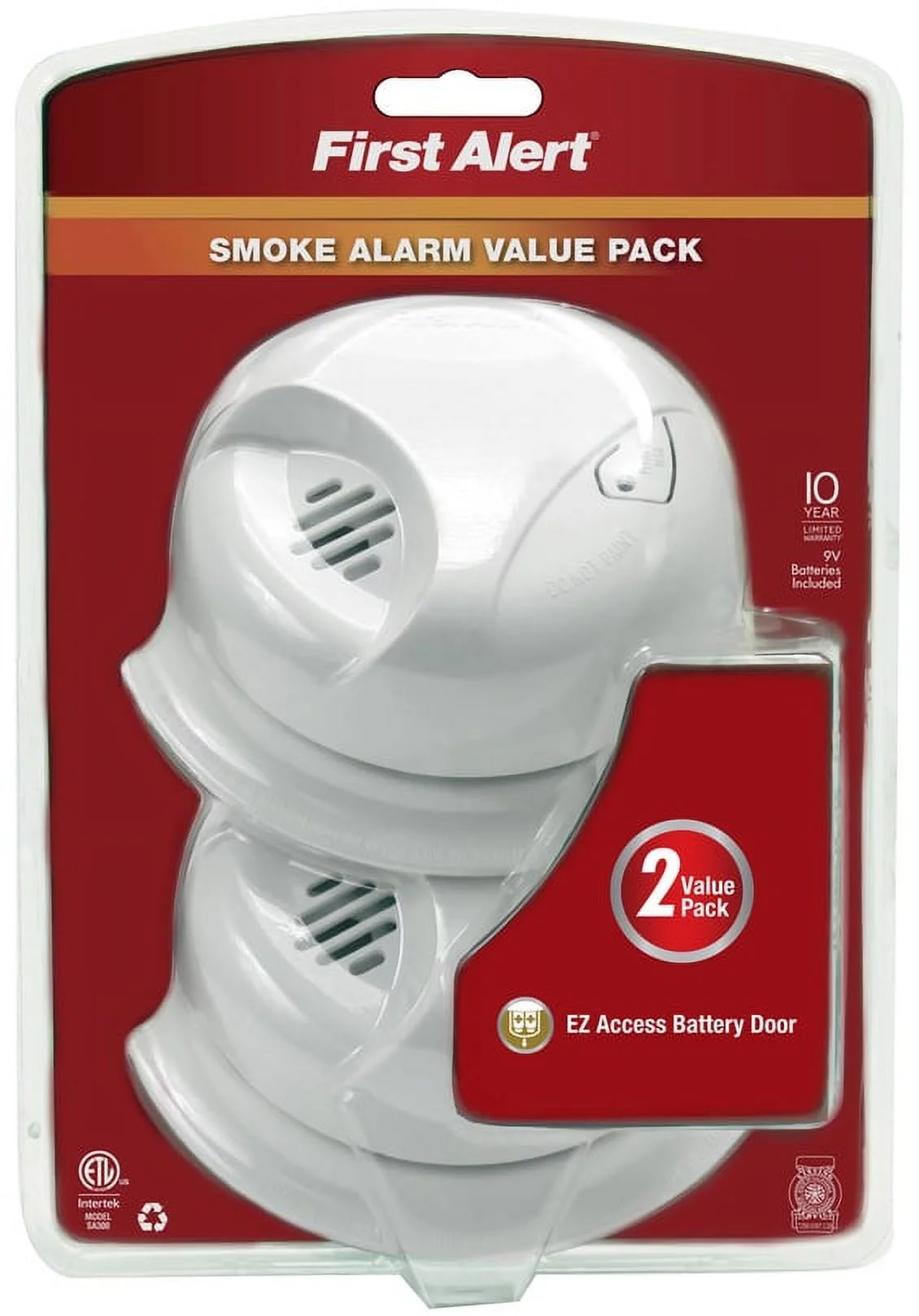 First Alert SA300CN2 Battery Operated Ionization Smoke Alarm, 2 Pack