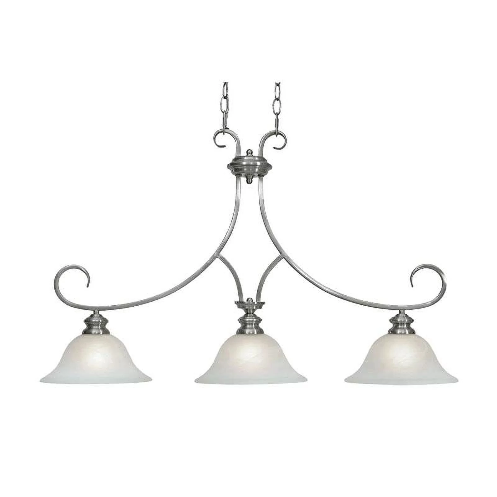 Lancaster 3 Light Linear Pendant in Pewter with Marbled Glass