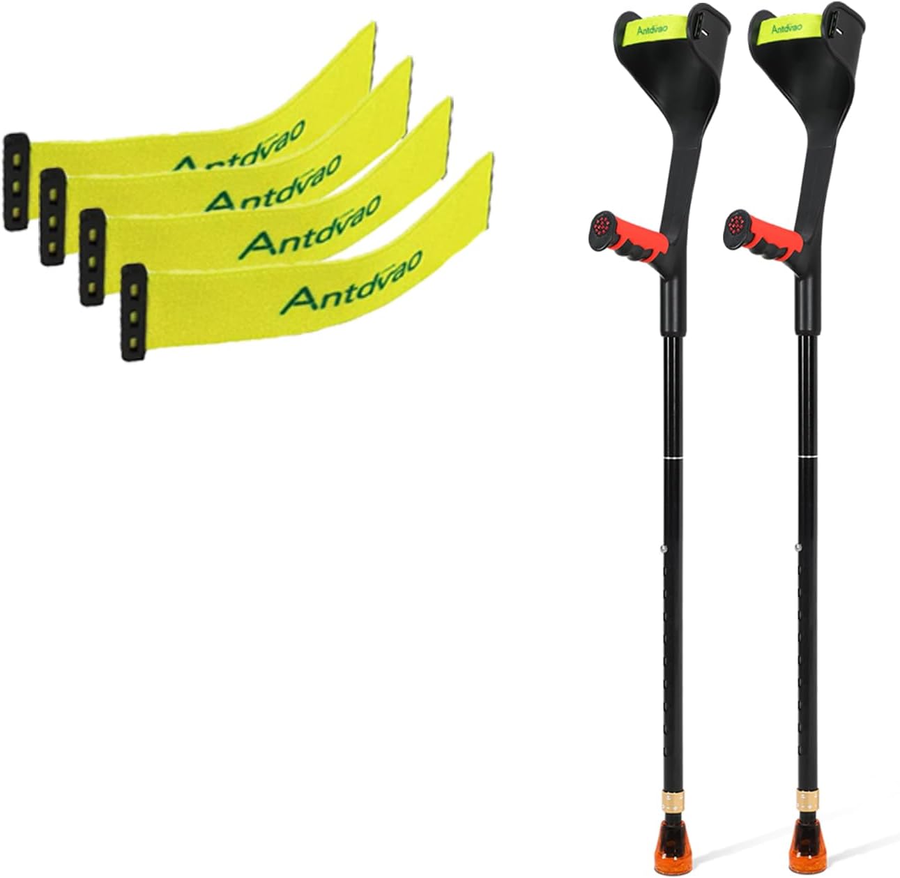 Forearm Crutches Pair+ Comfortable Grip and Wear-Resistant, Crutches Lightweight Adjustable Non-Slip Forearm Crutches for Heavy Duty (Red)