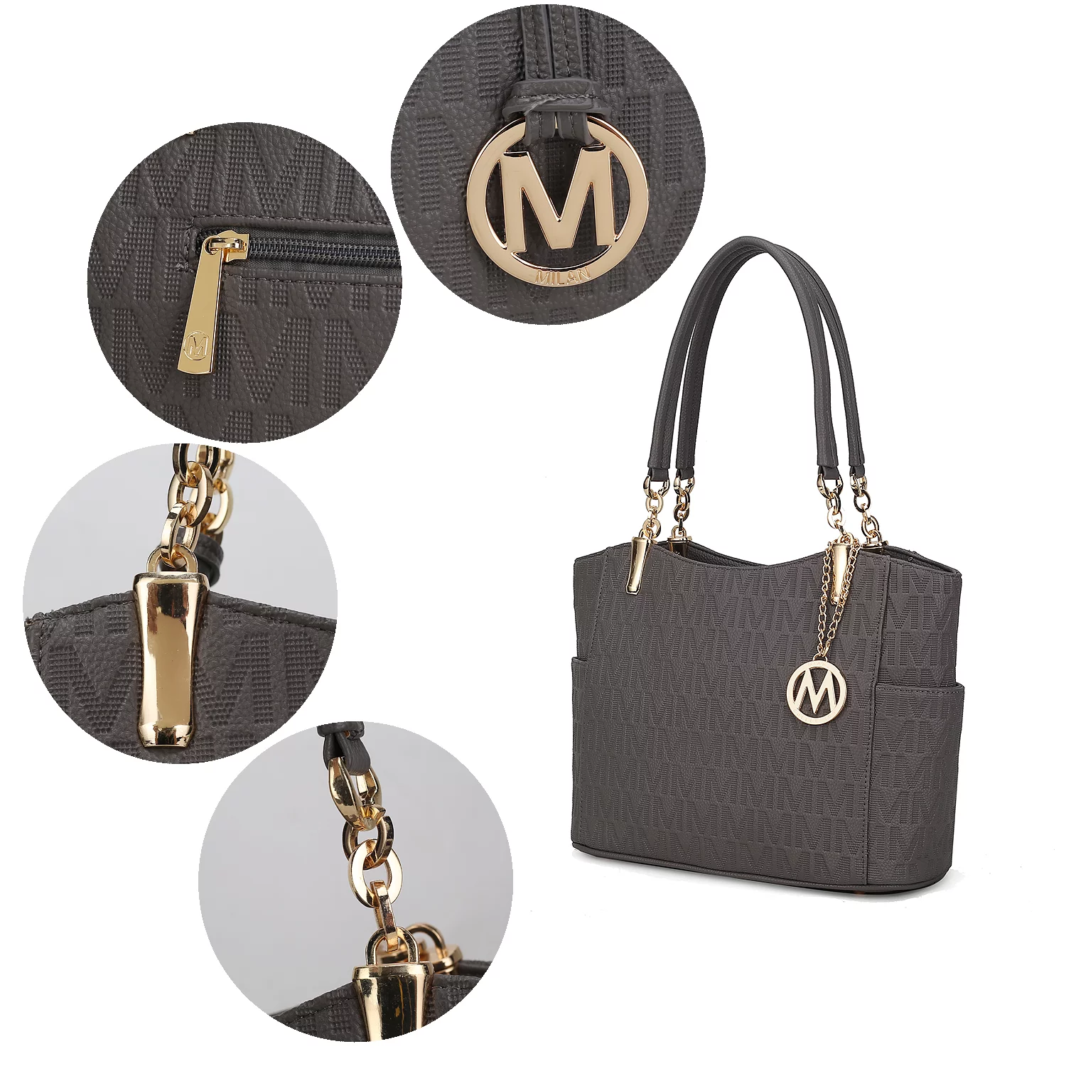 MKF Collection Braylee M Signature Women's Tote Bag, Functional Purse Handbag by Mia K - Chocolate