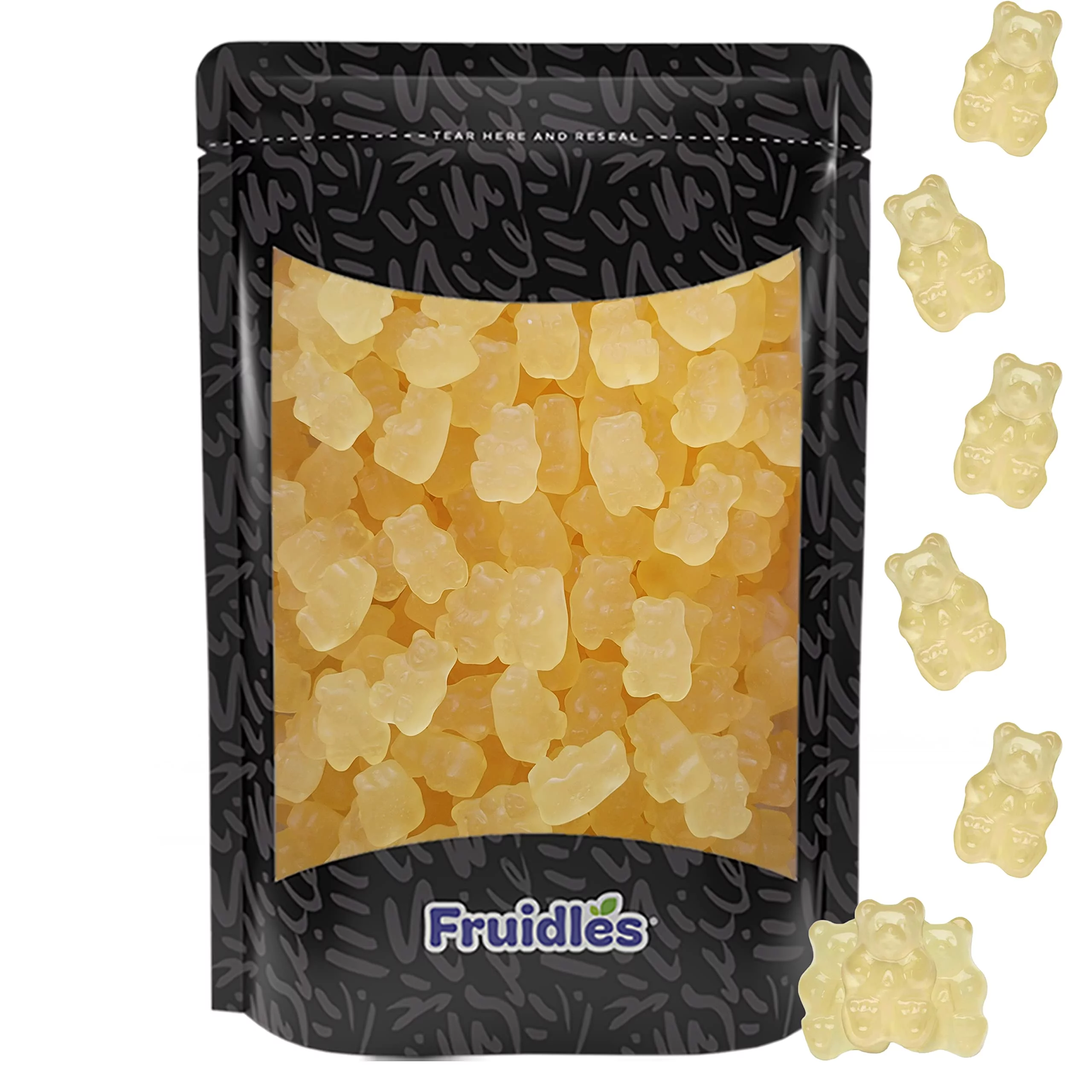 Pineapple Gummi Bears Candy, Fruit Flavors Gummies, Allergy Friendly, Non-Gmo, No Artificial Sweeteners Gummy