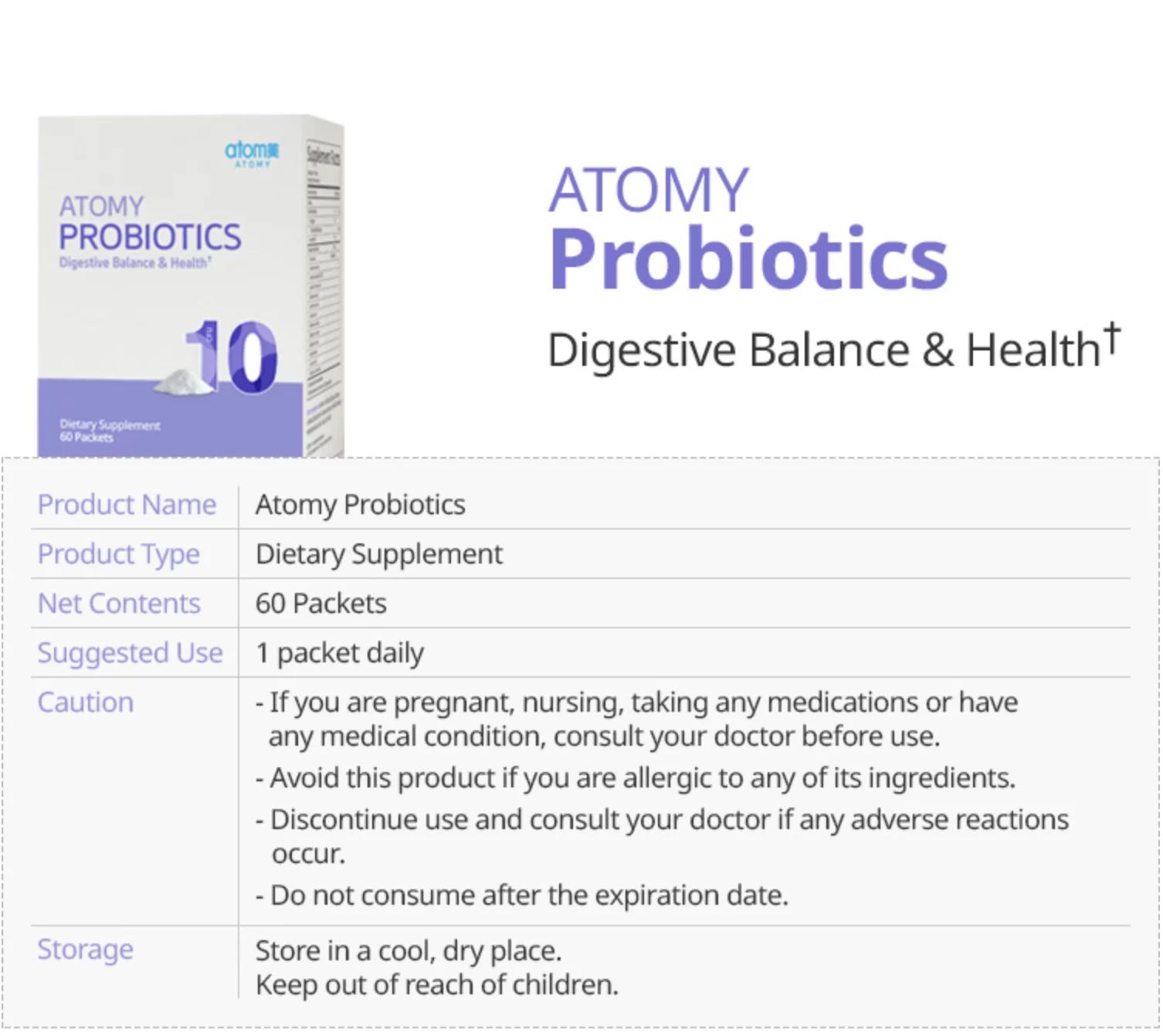 Atomy Probiotics Digestive Balance and Health 60packets