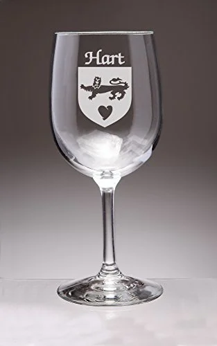 Hart Irish Coat of Arms Wine Glasses - Set of 4 (Sand Etched)