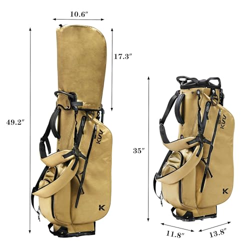 KVV Lightweight Golf Stand Bag with 7 Way Full-Length Dividers, 5 Zippered Pockets, Automatically Adjustable Dual Straps，Elegant Design