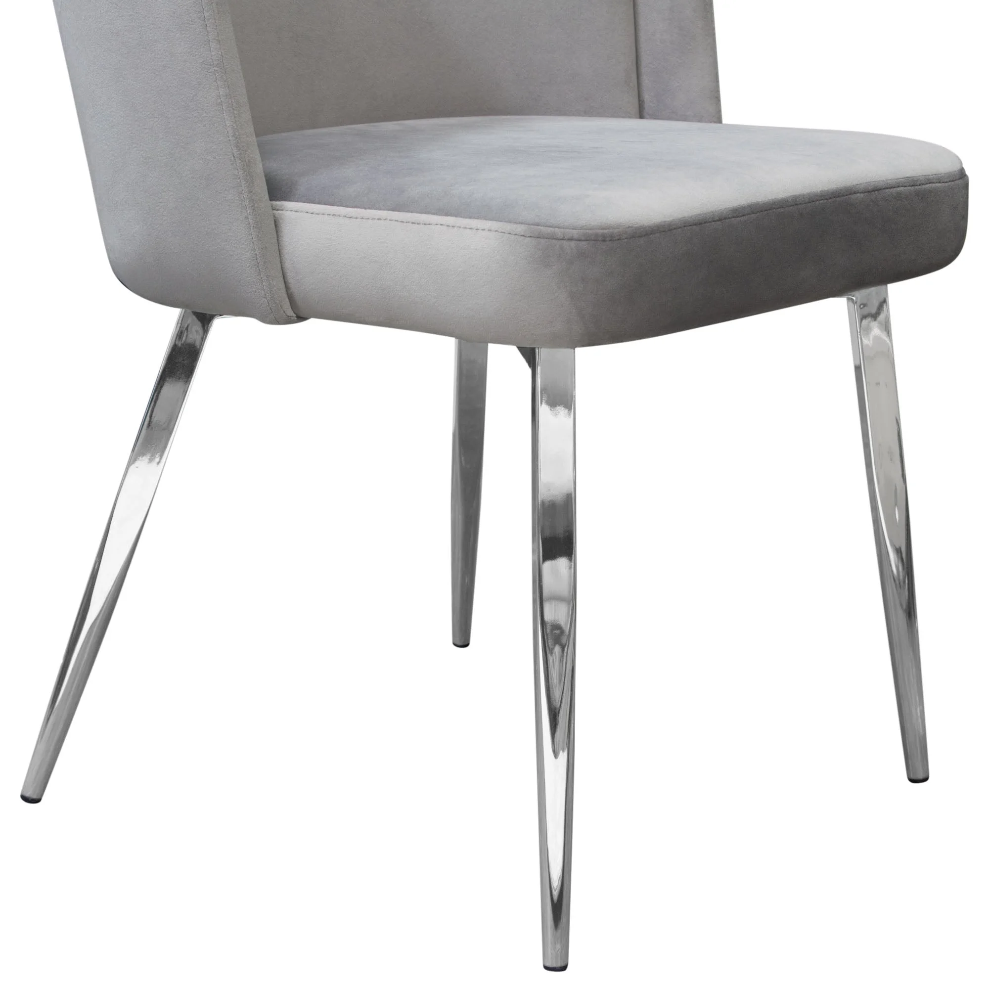 Diamond Sofa  Grace Dining Chairs with Chrome Legs, Grey Velvet - Pack of 2