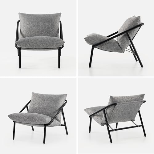 ZINUS Aidan Sling Accent Chair, Metal Framed Armchair with Shredded Foam Cushioning, Black