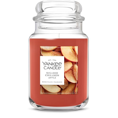 Yankee Candle Sugared Cinnamon Apple, Scented Candle, 22oz Large Jar with up to 150 Hour Burn Time, Giftable
