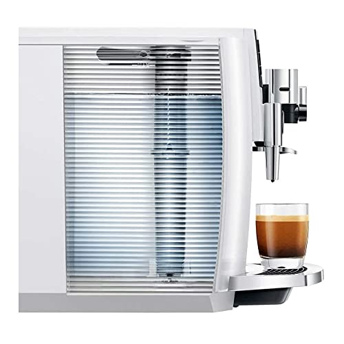 Jura E8 Automatic Espresso Machine (Piano White) with Glass Milk Container (2 Items)