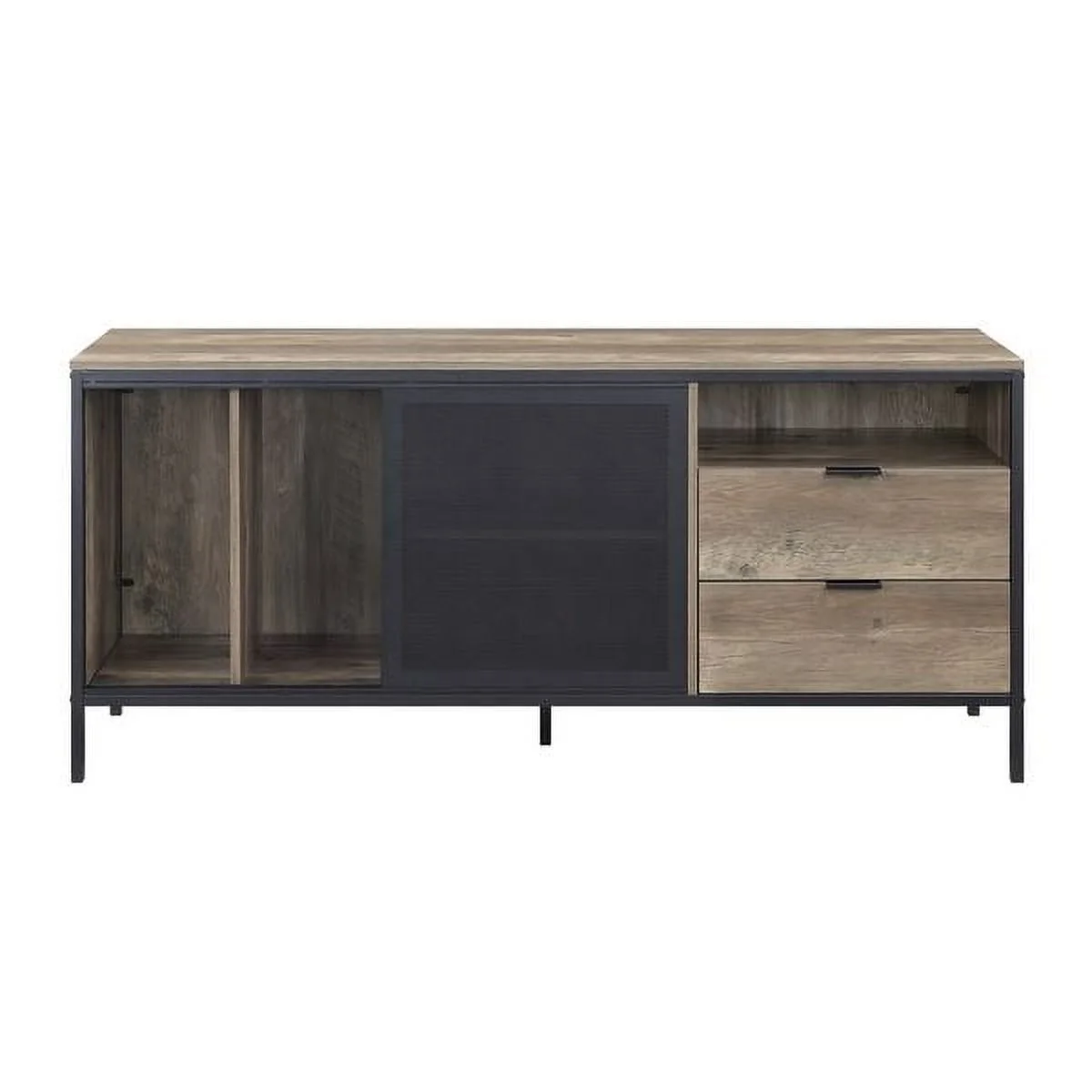 ACME Nantan Wooden TV Stand in Rustic Oak and Black
