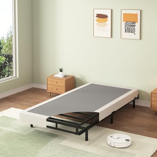 Twin Box Spring with Fabric Cover Set, 5 Inch Twin Size Box Spring with 2500lbs Max Weight Capacity, Durable Mattress Foundation Easy Assembly, Non-slip, Noise free