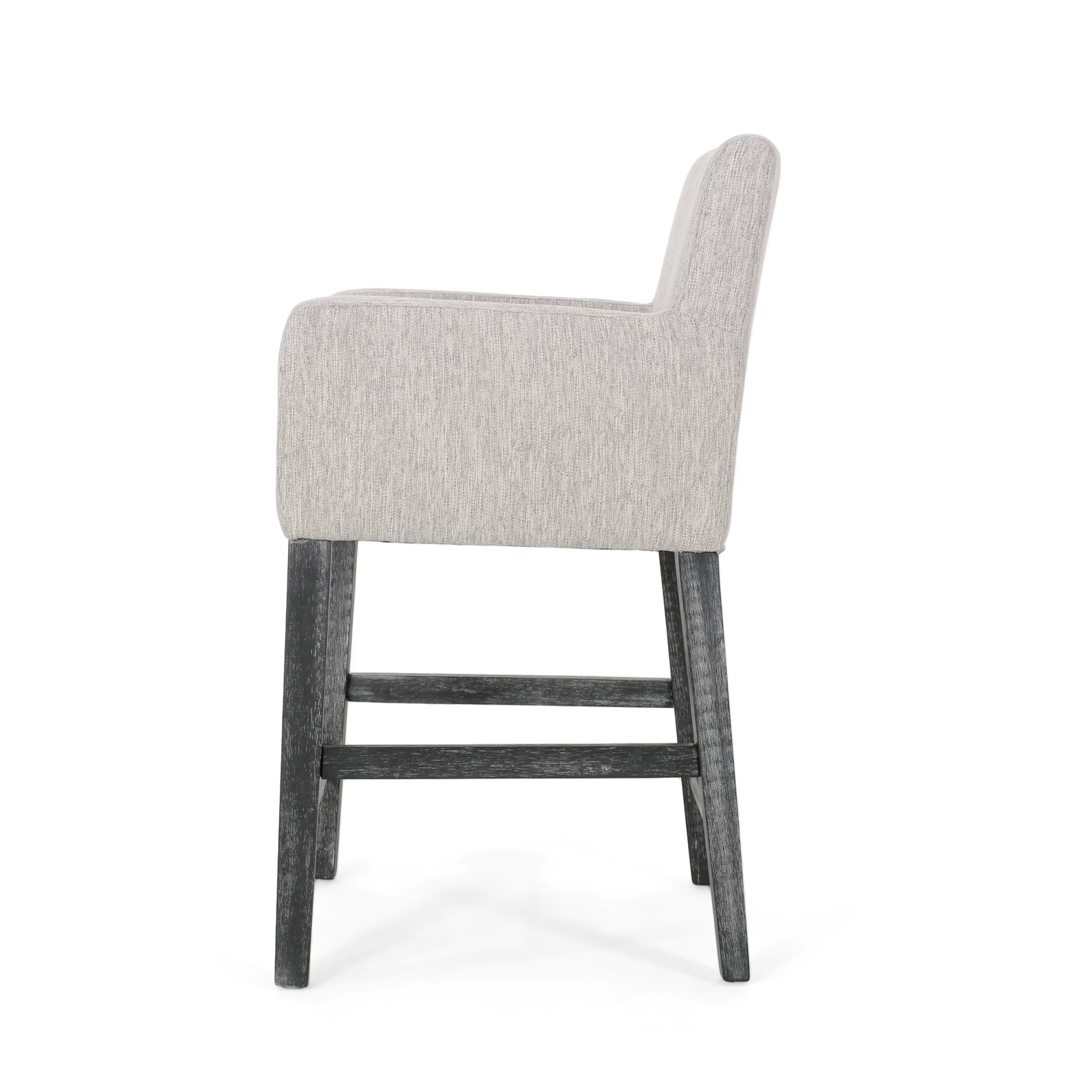 Noble House Deville Fabric Upholstered Wood 26 inch Counter Stool, Light Gray and Gray