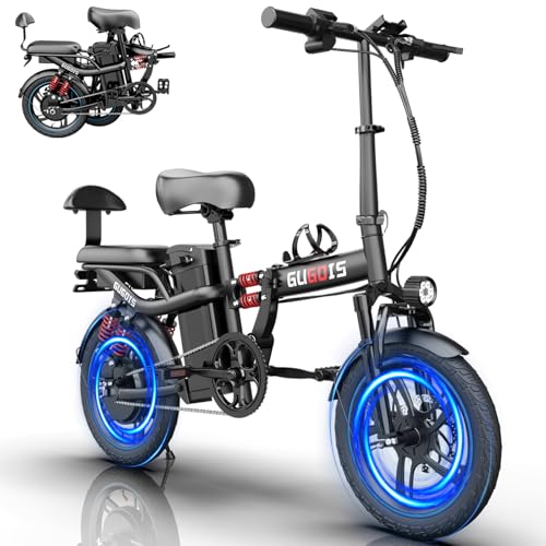 2 Seater Electric Bike for Adults,Mini Bike 500/750 Motor,28MPH,48V/15AH Removable Battery,25-30Miles 16
