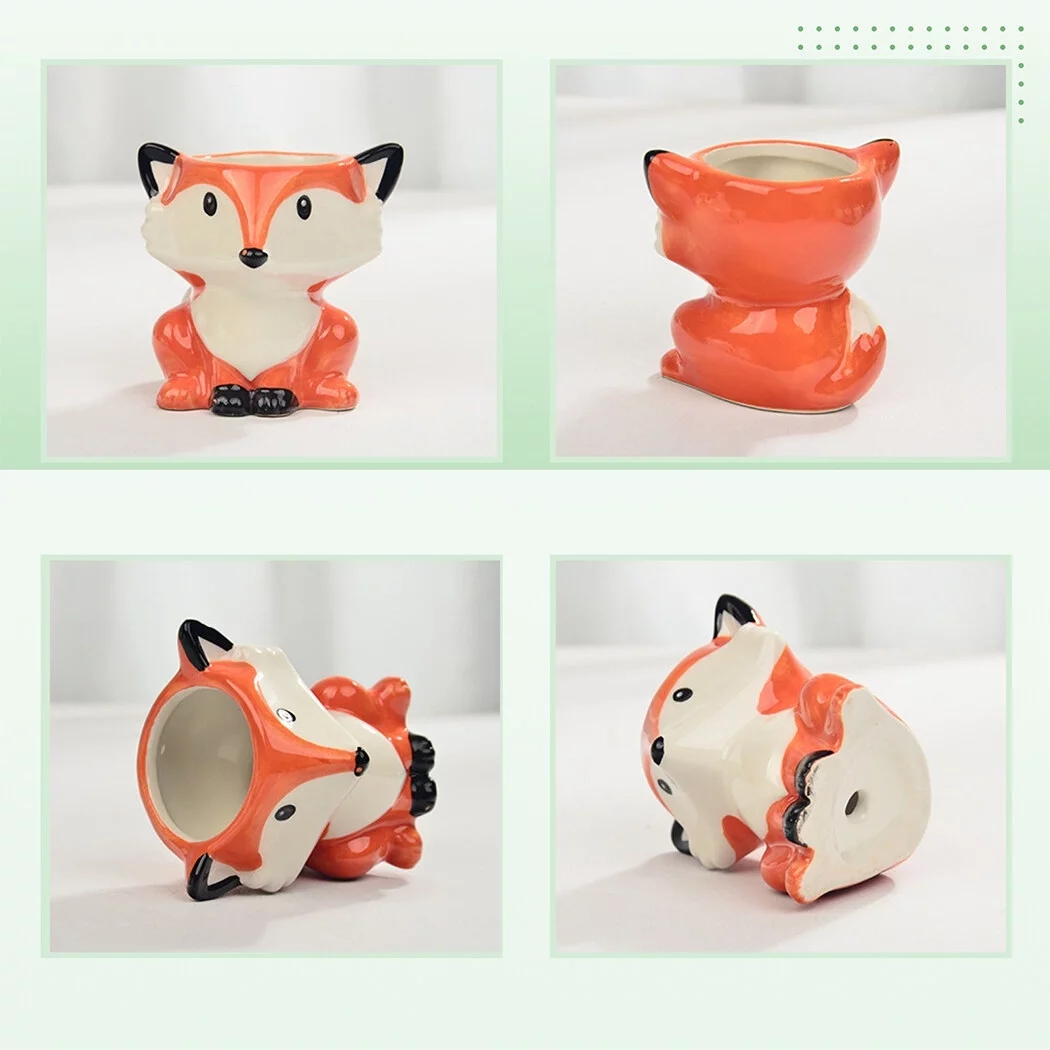 Succulent Pot with Drainage, 6Pcs Indoor Ceramic Succulent Pot Succulent Planter,  Cute Animal Succulent Pot Small Plant Pot Planter Set for Home Decor