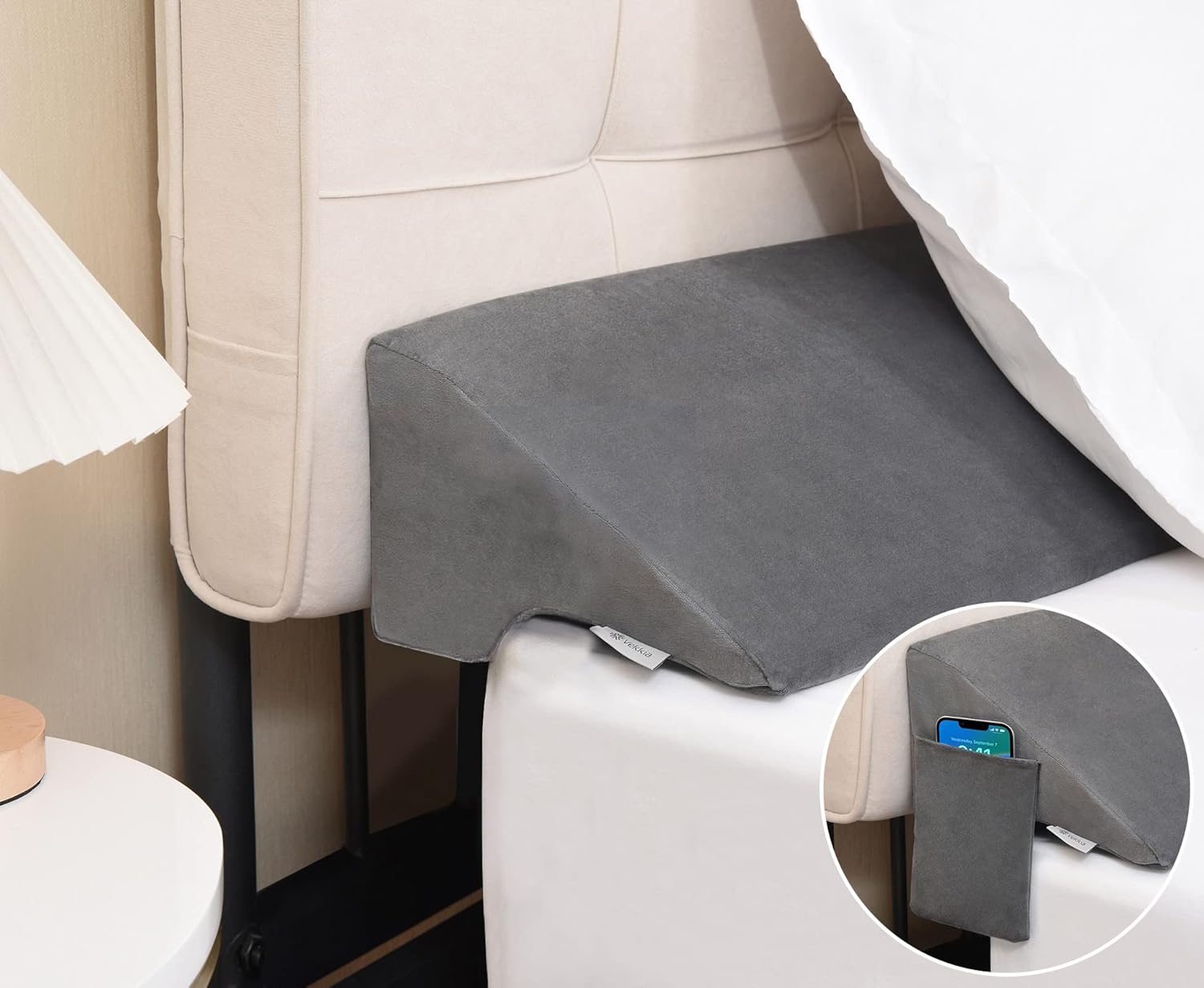 Vekkia NEW Bed Wedge Pillow for Headboard Gap/Headboard Pillow/Mattress Gap Filler/Bed Gap Filler,Close Gap (0-5