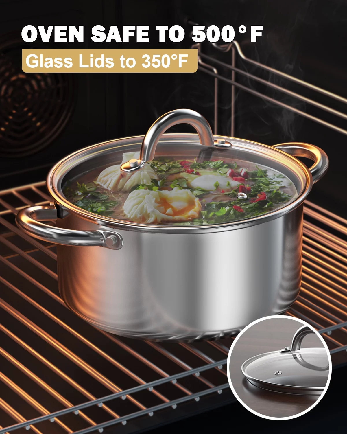 Cook N Home Stockpot with Lid, Basic Stainless Steel Soup Pot, 12-Quart