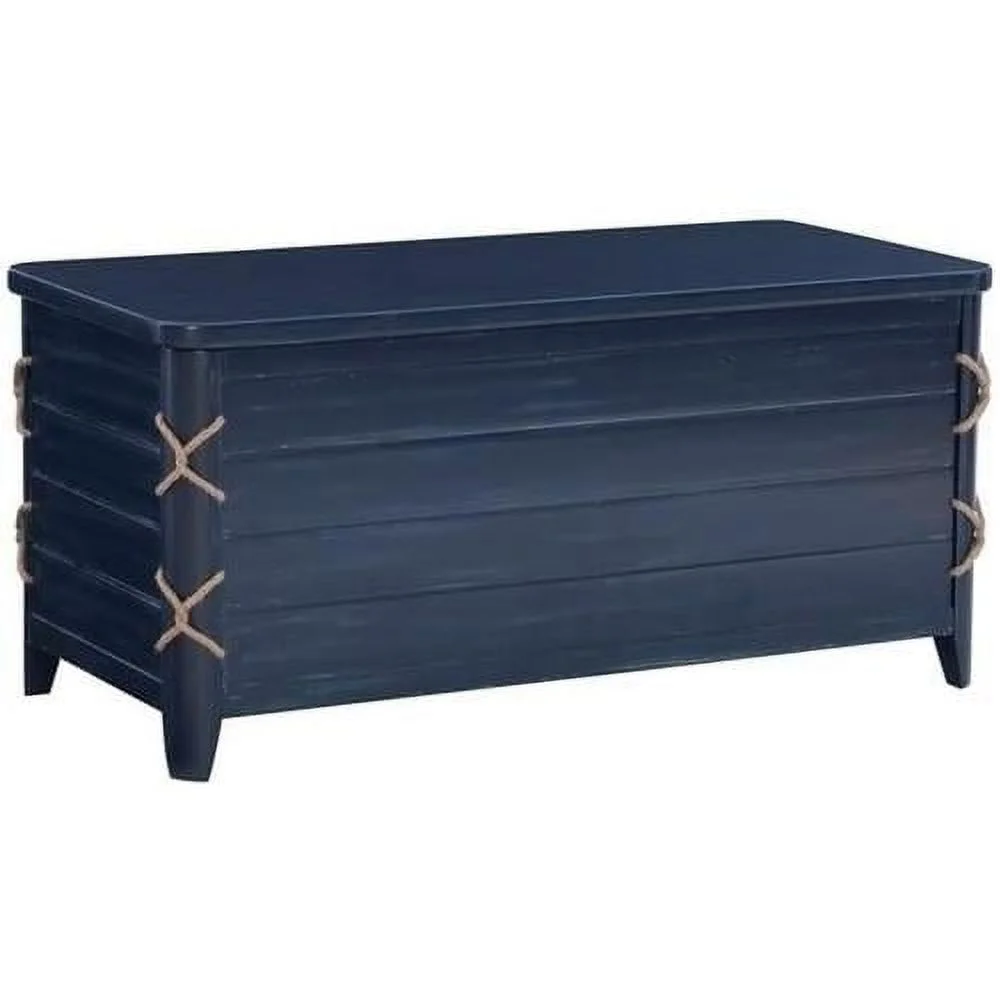Zana Wood Rope Cedar Lined Storage Chest In Blue