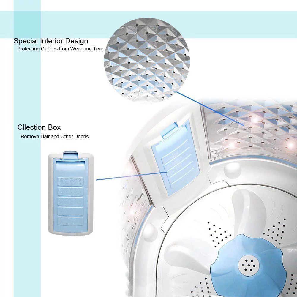 Compact Washing Machine, KAPAS Fully Automatic 2-in-1 Washer & Spin Dry Machine with 8 lbs Capacity Top Load Tub Washer