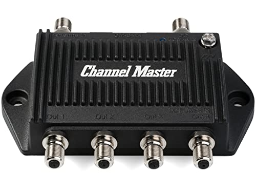 Channel Master TV Antenna Distribution Amplifier, TV Antenna Signal Booster with 4 Outputs for Connecting Antenna TV to Multiple Televisions (CM-3424),Black