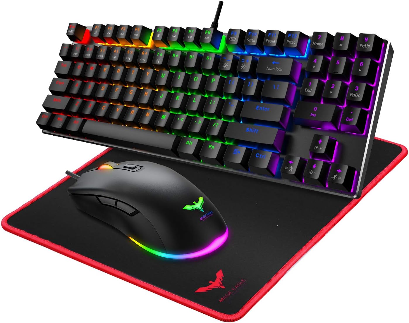 Havit Mechanical Keyboard and Mouse Combo Wired 89 Keys Backlit Gaming Keyboard Red Switch, 4800 D P I Mouse with 6 Button, Gaming Mouse Pad for PC Gamer Computer Laptop Pack of 2