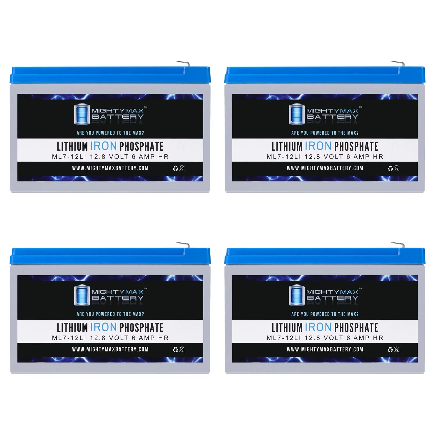 12V 7AH Lithium Replacement Battery Compatible with Exide 6V5K, EP1234W - 4 Pack