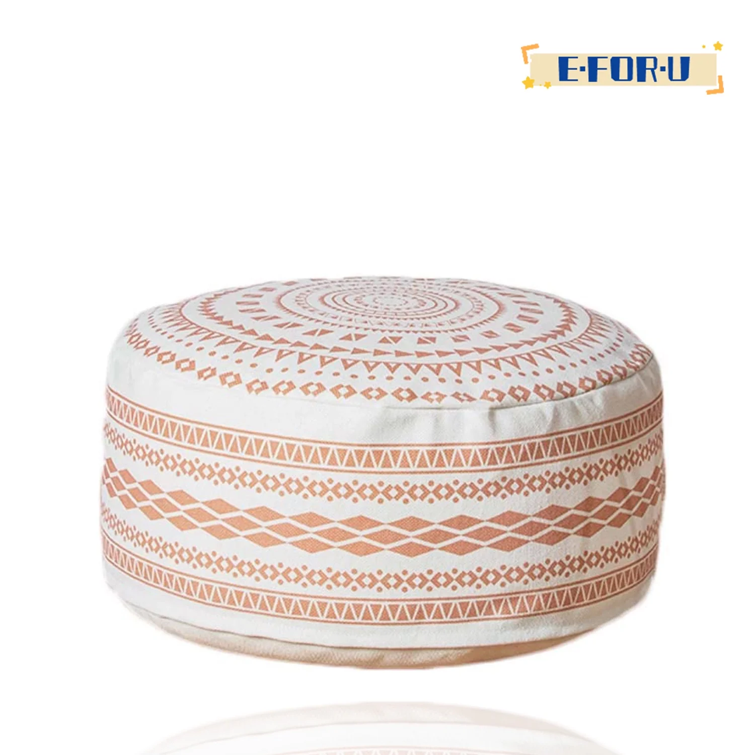 Indoor/Outdoor Pouf Ottoman Cover,Boho Round Pouf Ottoman