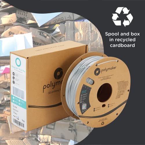 Polymaker PLA PRO Filament 1.75mm 1kg, Tough & High Rigidity White 3D Printing Filament, PolyLite PLA PRO 3D Printer Filament 1.75mm, Print with Most 3D Printers