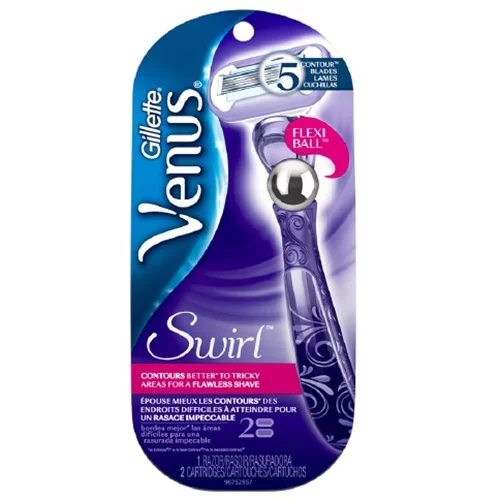 Gillette Venus Swirl Womens Razor With Flexball Technology And 2 Cartridge Refills -1 Ea, 6 Pack