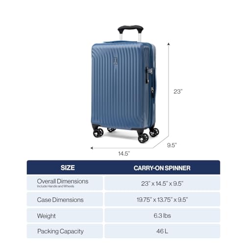 Travelpro Maxlite Air Hardside Expandable Carry on Luggage, 8 Spinner Wheels, Lightweight Hard Shell Polycarbonate Suitcase, Shadow Grey, Carry On 21-Inch