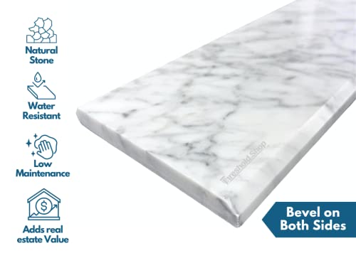 Italian White Carrara Polished Marble Threshold Double Bevel for Floor Transitions (4