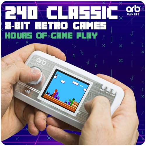 Mini Retro Games Console, 240 in-Built Games, 8-Bit Retro Gaming Handheld Console, 2.5” Full Colour LCD Screen Pocket Console, Immersive Sound Games Console - ThumbsUp!