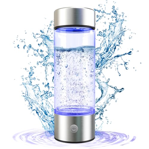 Hydrogen Water Bottle, Portable Rechargeable Hydrogen Water Bottle Generator for Home Travel Office Exercise, Purify Hydrogen Water Machine Improve Water Quality in 3 Minutes (Sliver)