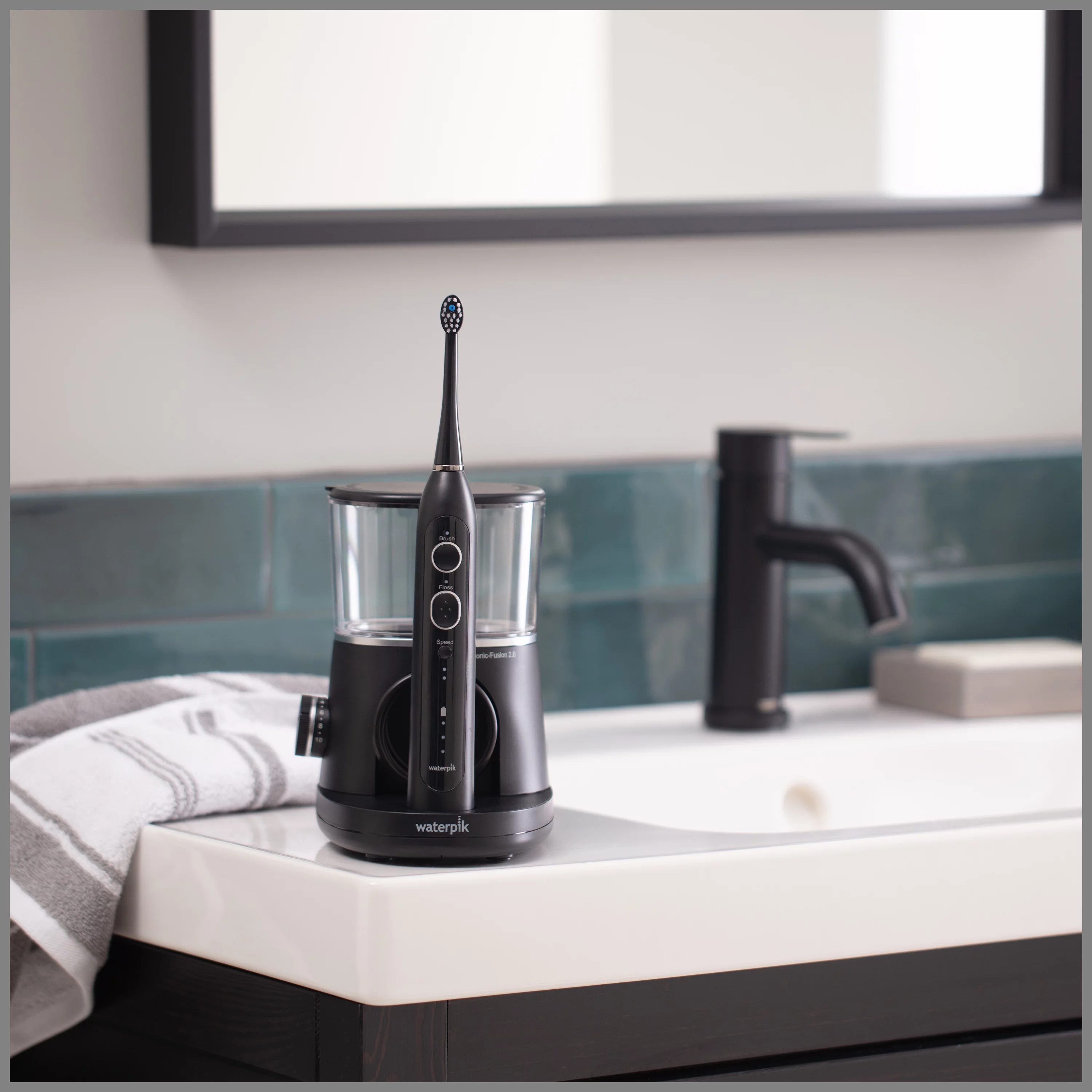 Waterpik Sonic-Fusion 2.0 Flossing Toothbrush, Electric Toothbrush & Water Flosser Combo, Black