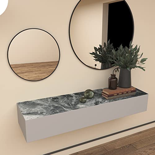 Extra Wide Countertop Contact Paper Marble Peel and Stick Wallpaper Grey Thicken Matte 31.5x354inch Gray Kitchen Peel and Stick Countertops Bathroom Self-adhesive Waterproof Marble Vinyl Wrap