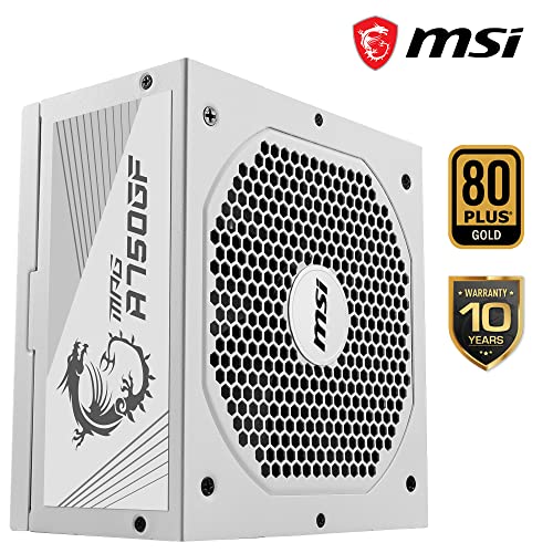 MSI MAG 850GL PCIE 5 White Gaming Power Supply - Full Modular - 80 Plus Gold Certified 850W - Compact Size - ATX PSU