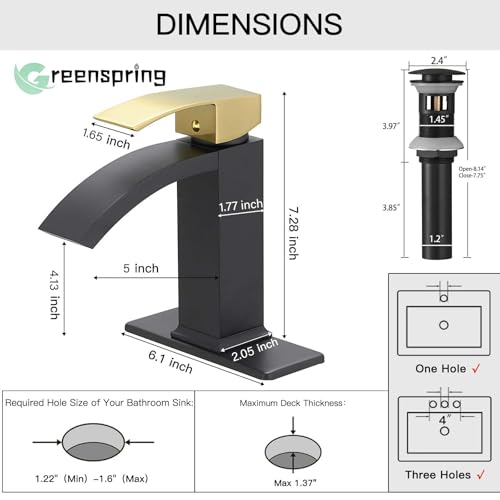 Brushed Nickel Vessel Sink Faucet, Waterfall Bathroom Faucets, Tall Spout Single Handle Single Hole Bathroom Faucets with Pop Up Drain and Without Overflow Basin Faucet Supply Line