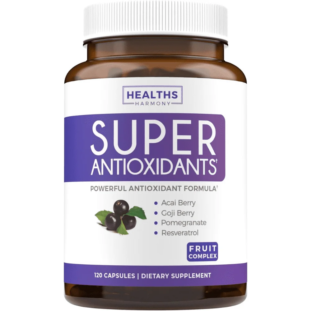 Healths Harmony Super Antioxidant Supplement | Super Food Blend | Acai Berry, Goji Berry, Pomegranate & Trans Resveratrol | 120 Capsules