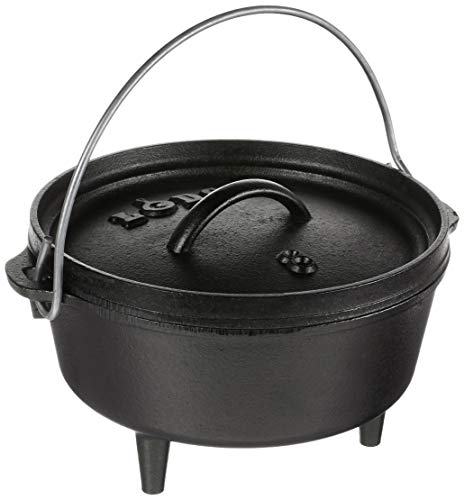 Lodge 10 Quart Pre-Seasoned Cast Iron Camp Dutch Oven with Lid - Dual Handles - Use in the Oven, on the Stove, on the Grill or over the Campfire - Black